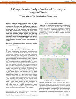 A Comprehensive Study of Avifaunal Diversity in Jhargram District