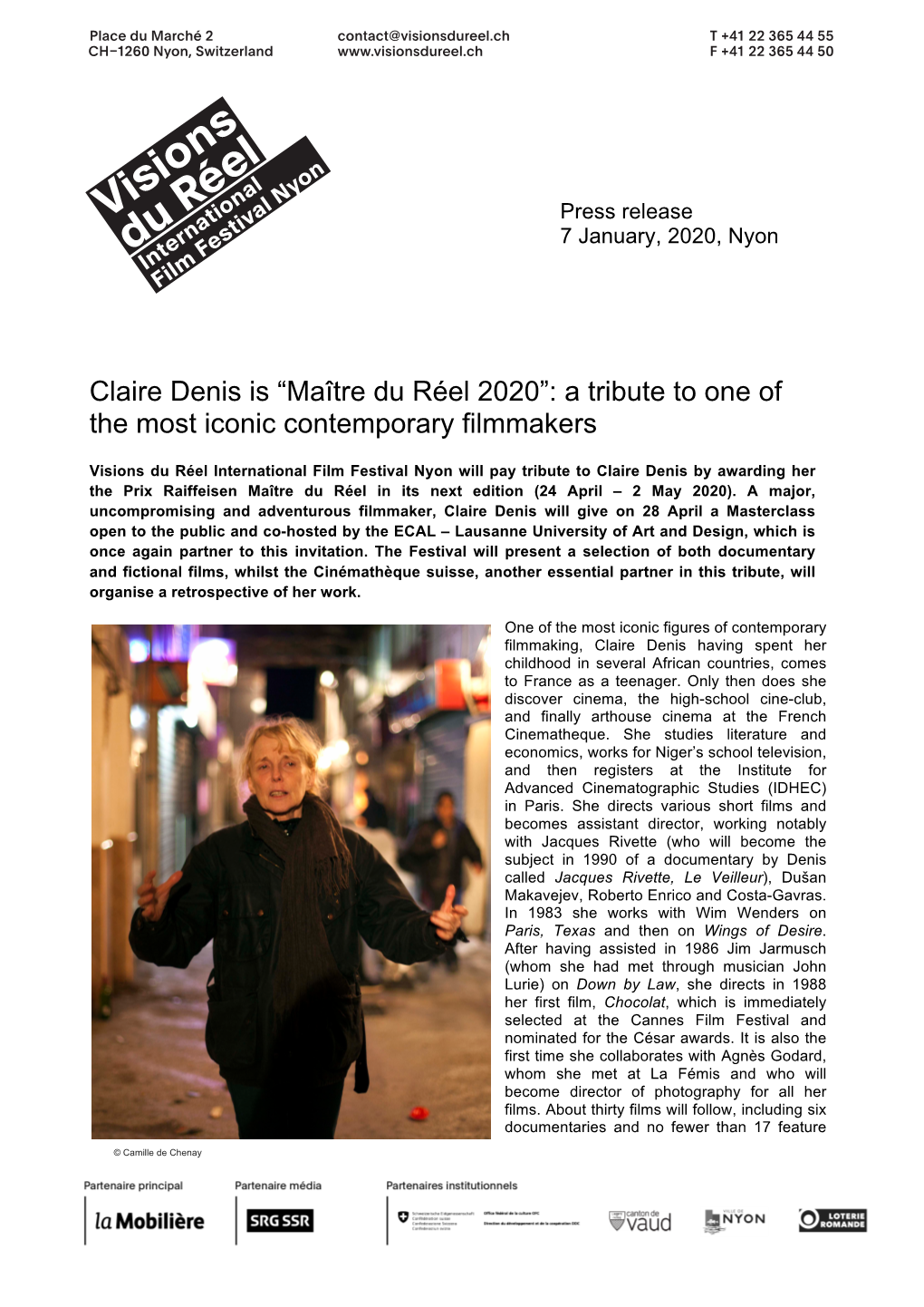 Claire Denis Is “Maître Du Réel 2020”: a Tribute to One of the Most Iconic Contemporary Filmmakers