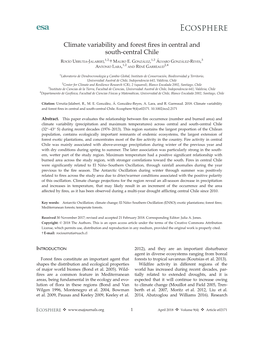 Climate Variability and Forest Fires in Central and South‐Central Chile