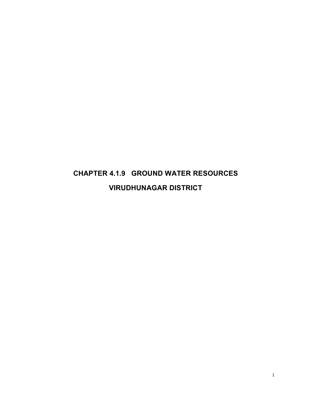 Chapter 4.1.9 Ground Water Resources Virudhunagar