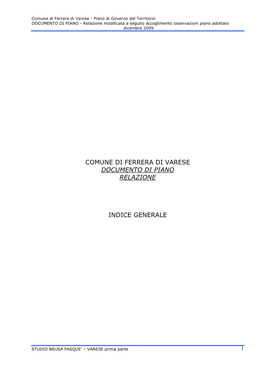 Comune Di Ferrera Di Varese Documento Di Piano Relazione