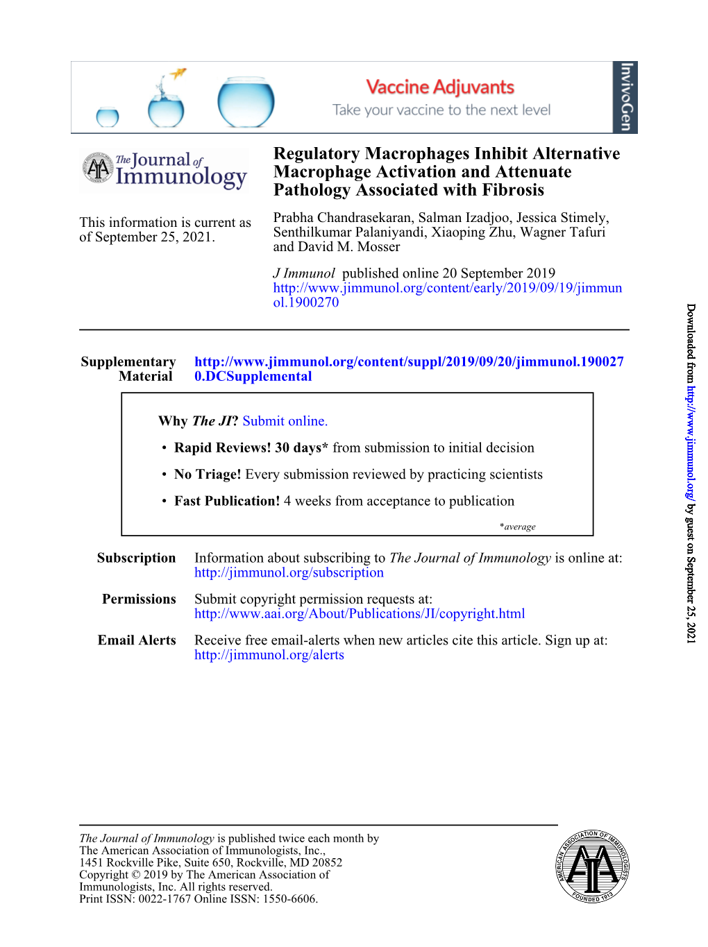 Regulatory Macrophages Inhibit Alternative Macrophage Activation and Attenuate Pathology Associated with Fibrosis