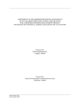 Assessment of the Fisheries Resources and Habitat