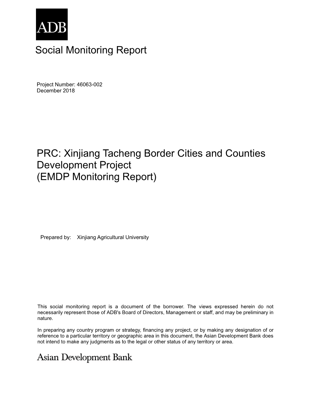 46063-002: Xinjiang Tacheng Border Cities and Counties