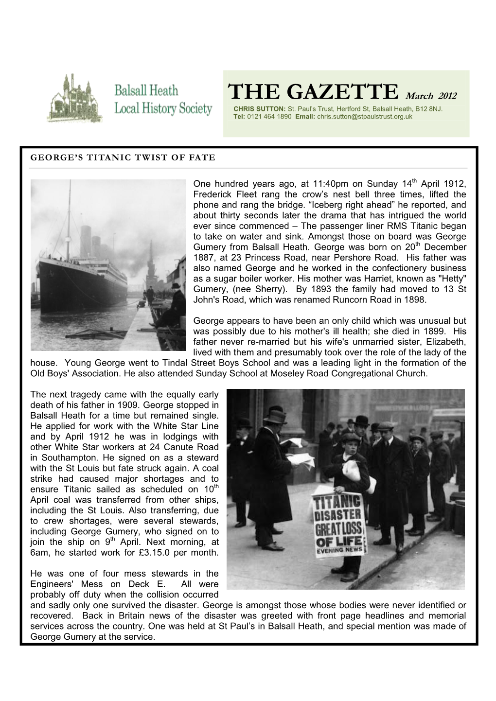 BHLHS Gazette March 2012