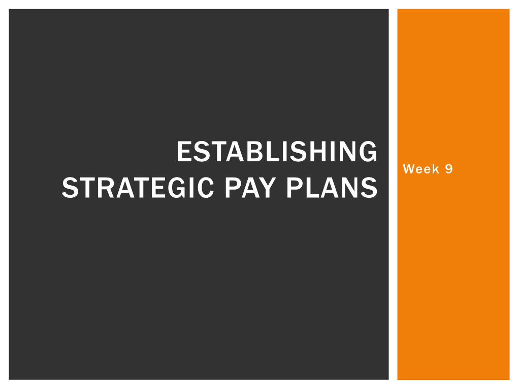 Establishing Strategic Pay Plans