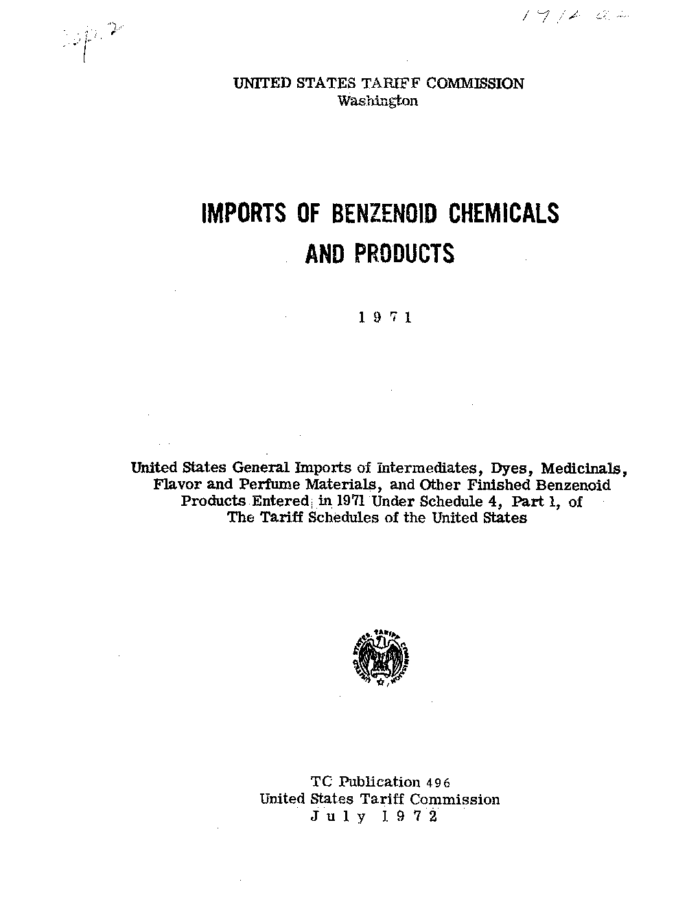 Imports of Benzenoid Chemicals and Products