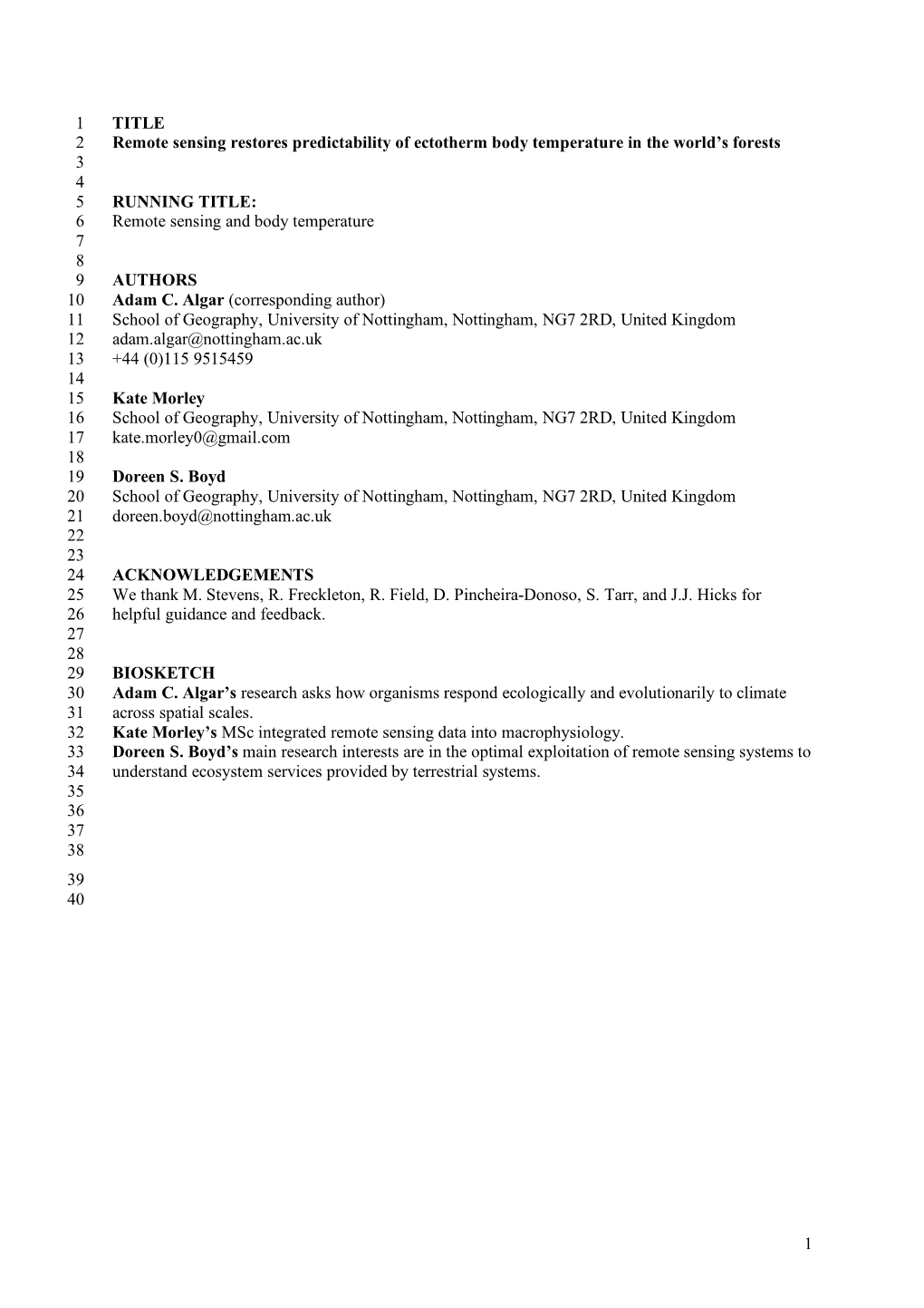 1 TITLE 1 Remote Sensing Restores