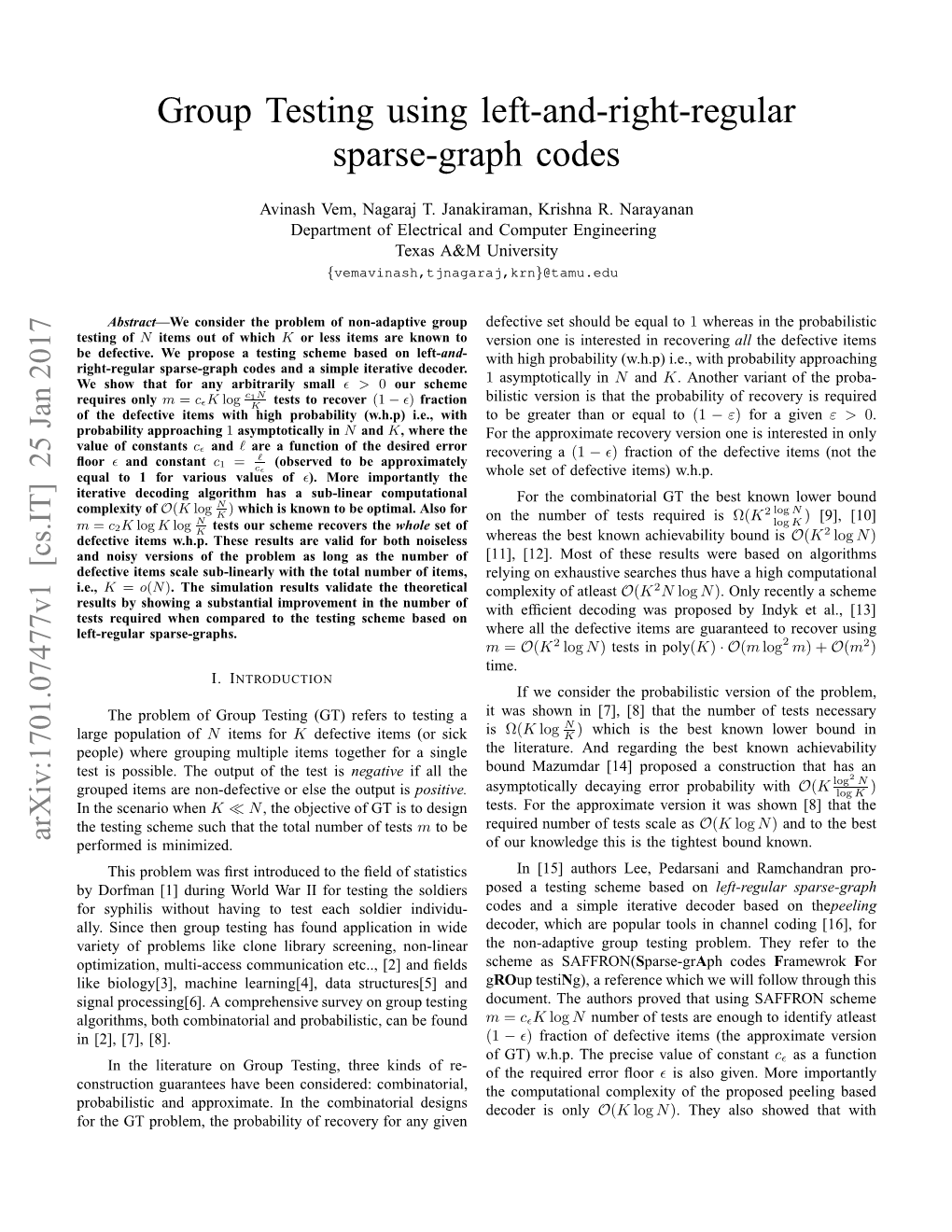 Group Testing Using Left-And-Right-Regular Sparse-Graph