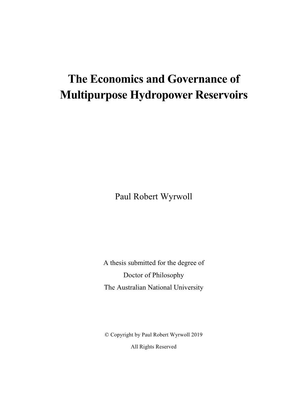 The Economics and Governance of Multipurpose Hydropower Reservoirs