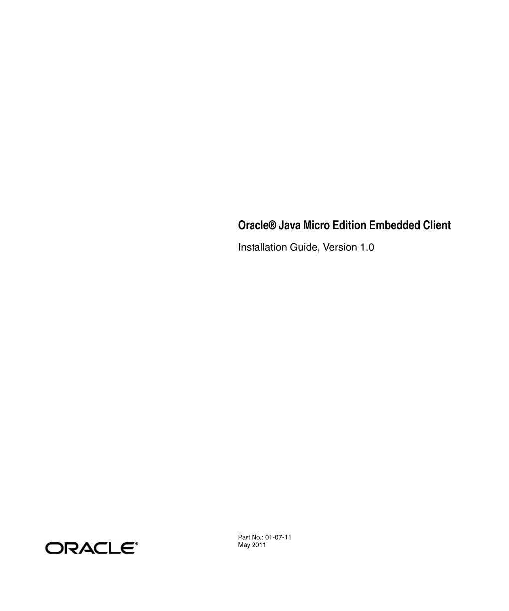 Oracle Java Micro Edition Embedded Client Installation Guide