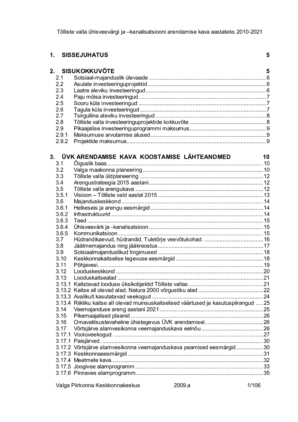 Kanalisatsiooni Arendamise Kava Aastateks 2010-2021