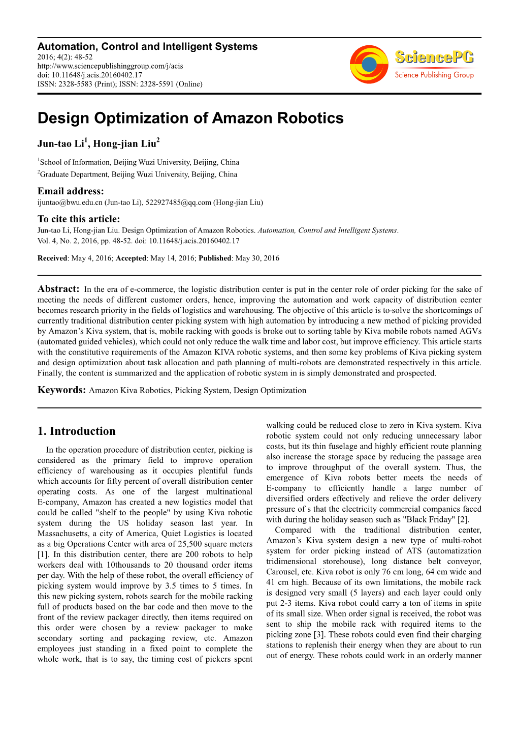 Design Optimization of Amazon Robotics
