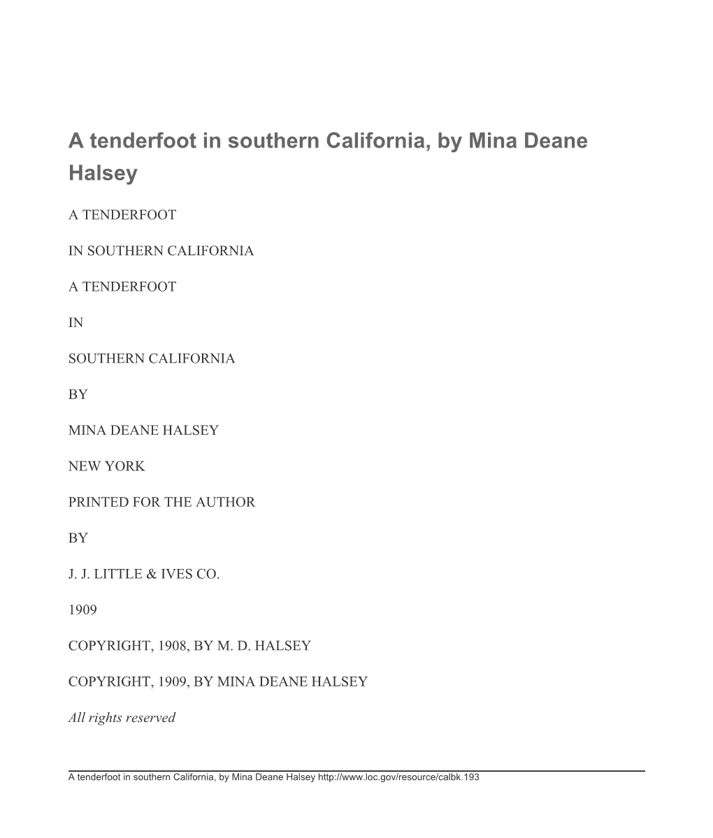 A Tenderfoot in Southern California, by Mina Deane Halsey