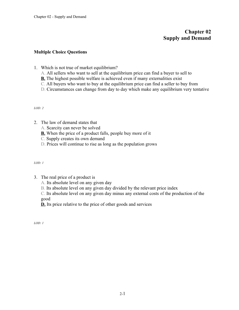 Chapter 02 Supply and Demand