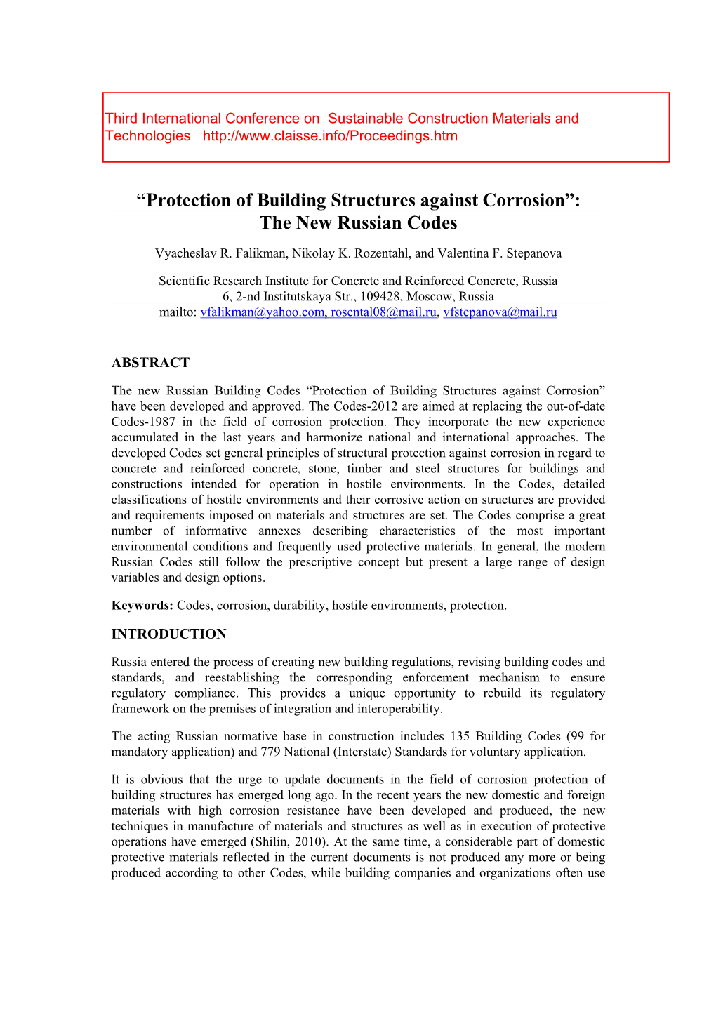 Protection of Building Structures Against Corrosion”: the New Russian Codes