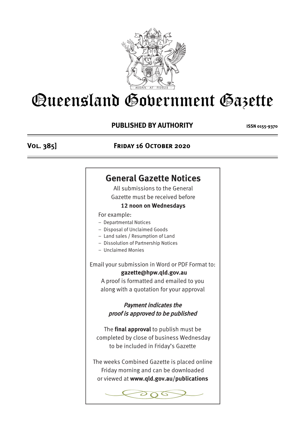 Queensland Government Gazette