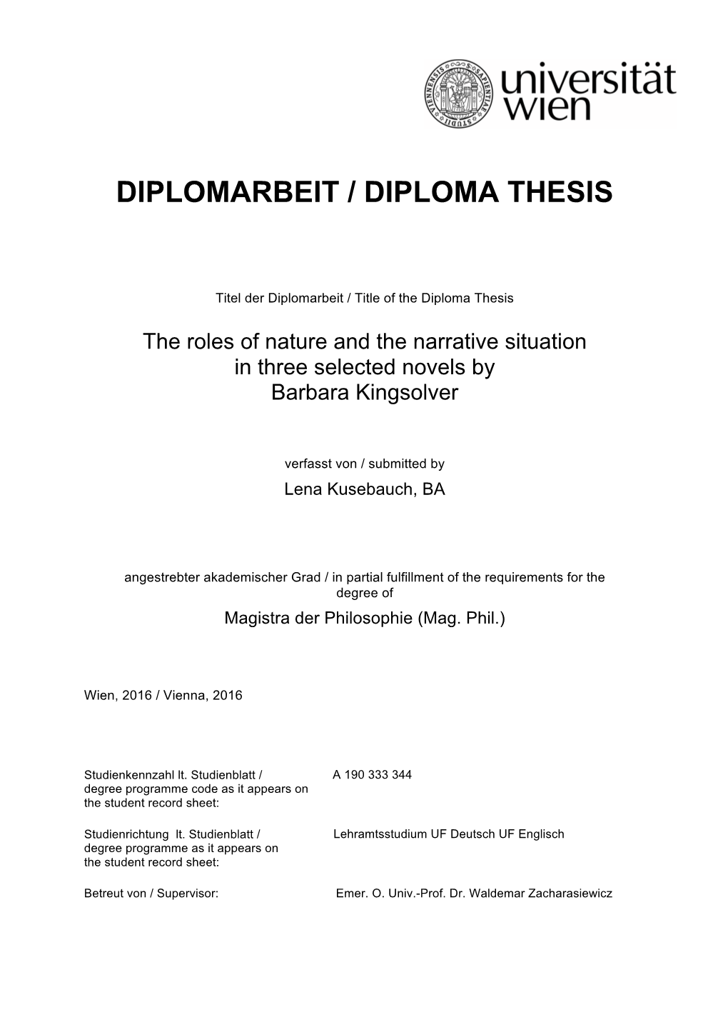 Diplomarbeit / Diploma Thesis