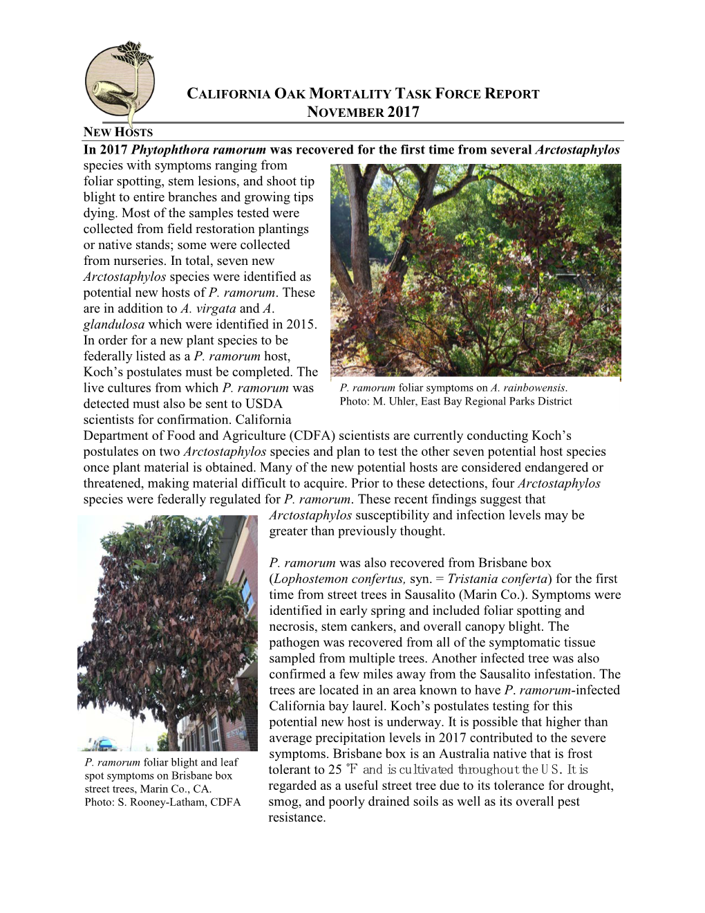 California Oak Mortality Task Force Report