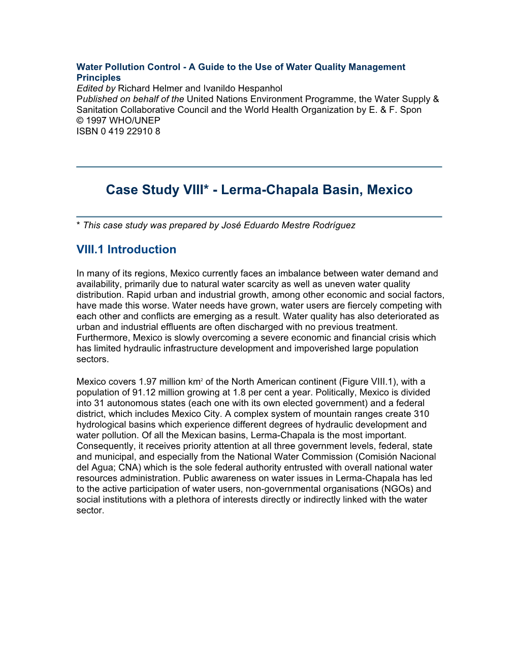 Case Study VIII* - Lerma-Chapala Basin, Mexico