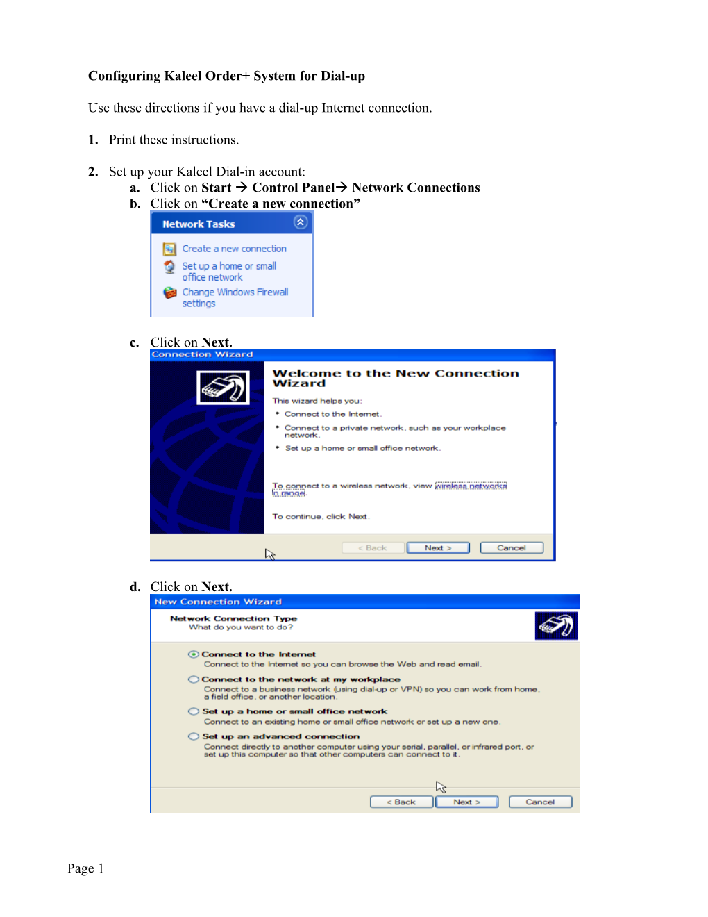 Configuring Kaleel Order+ System for Dial-Up