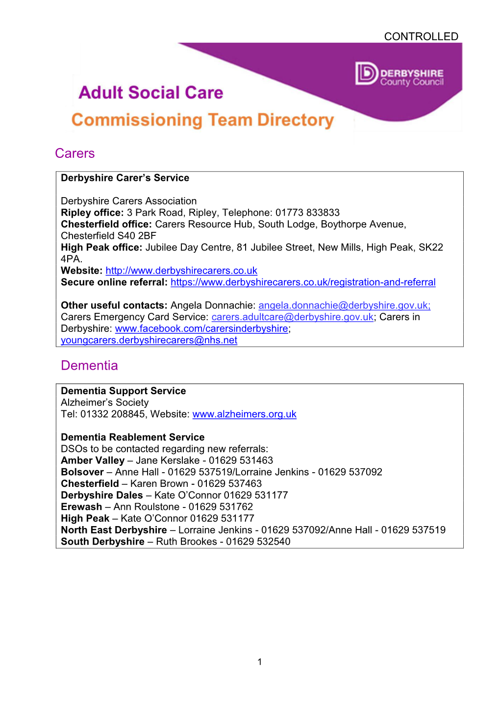 Adult Care Directory of Commissioned Services
