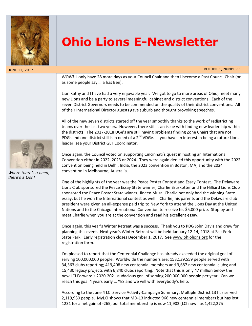 Ohio Lions E-Newsletter