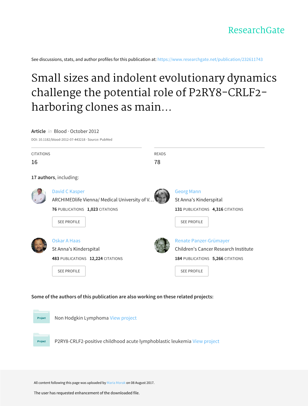 P2RY8-CRLF2- Harboring Clones As Main