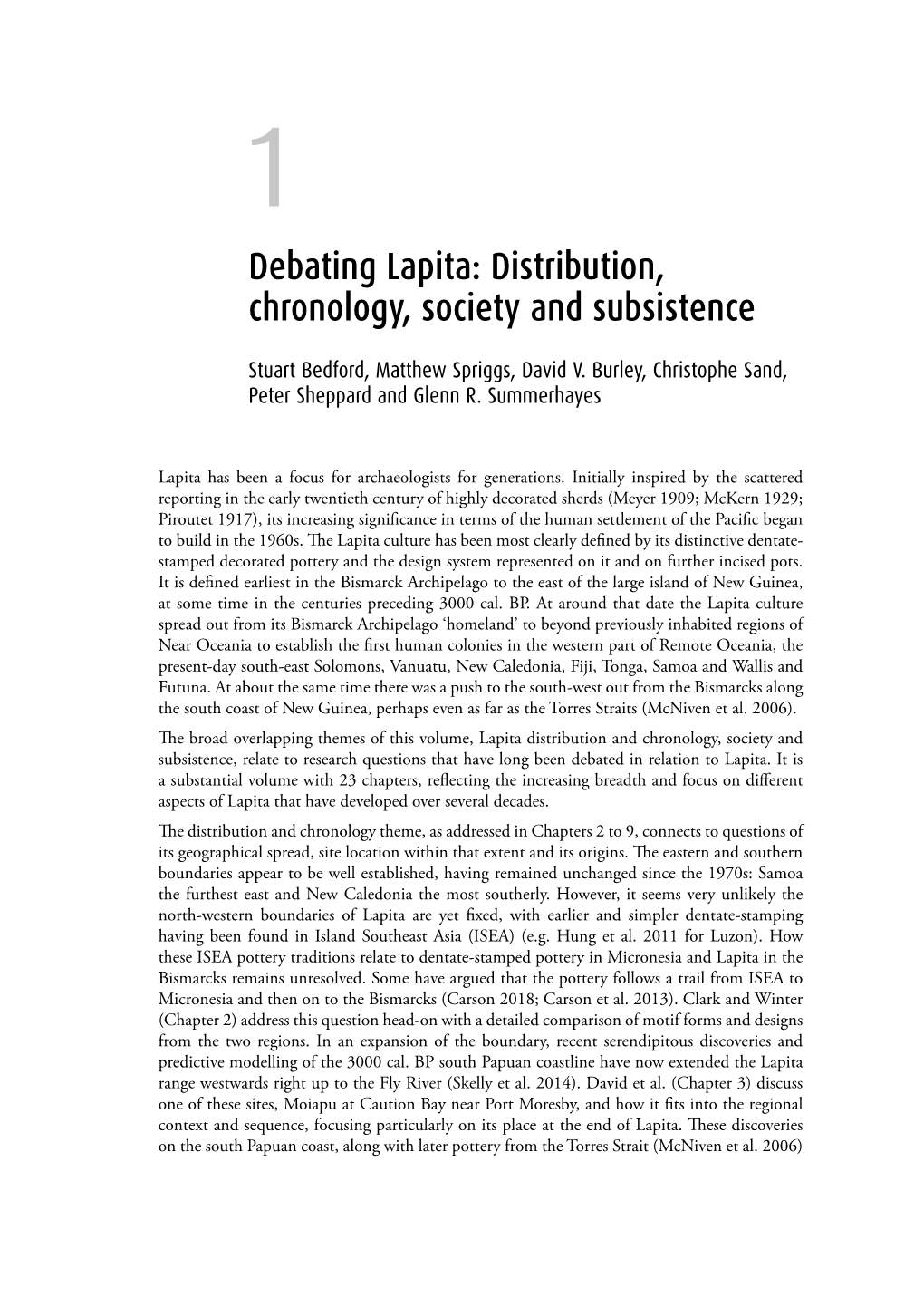 Debating Lapita: Distribution, Chronology, Society and Subsistence