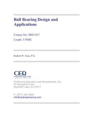 Ball Bearing Design & Application