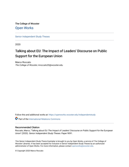 The Impact of Leaders' Discourse on Public Support for the European Union