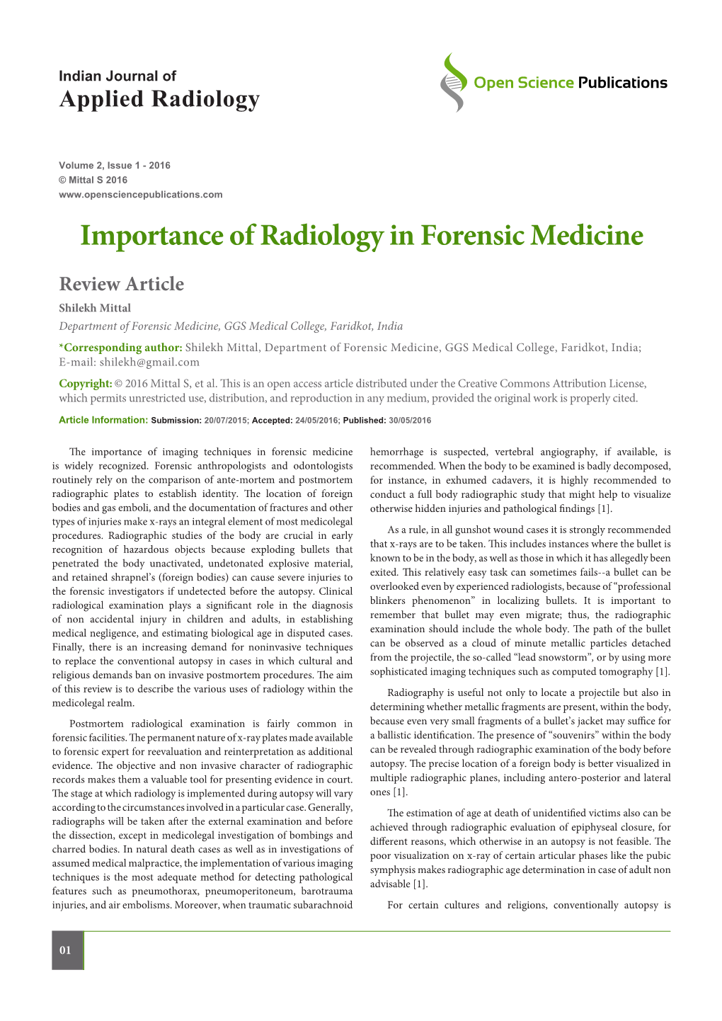 Importance of Radiology in Forensic Medicine