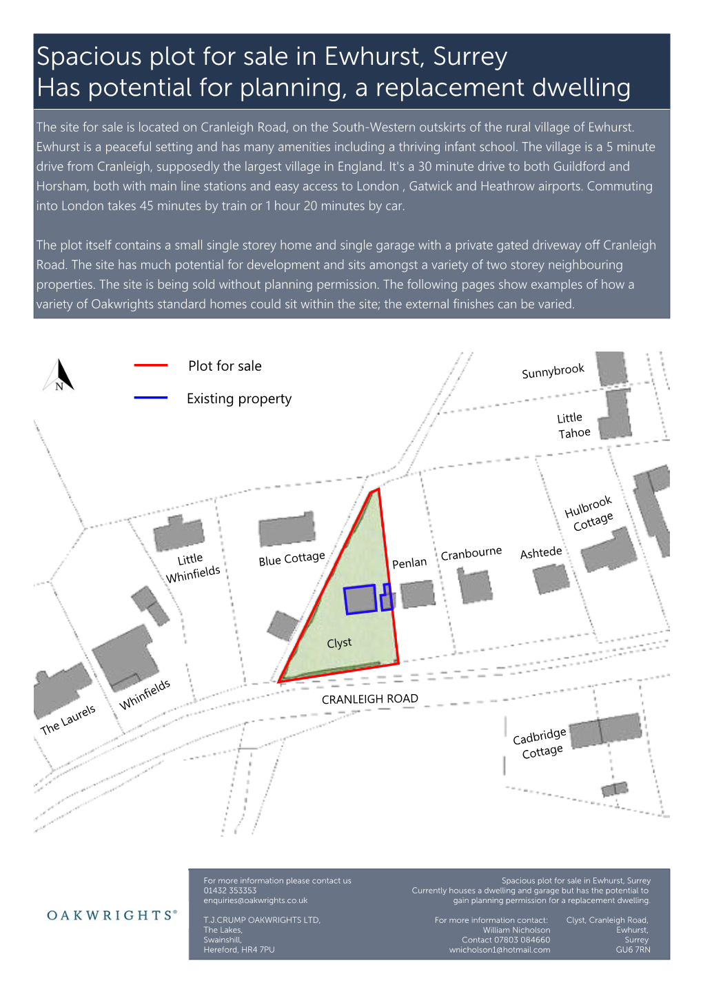 Spacious Plot for Sale in Ewhurst, Surrey Has Potential for Planning, a Replacement Dwelling