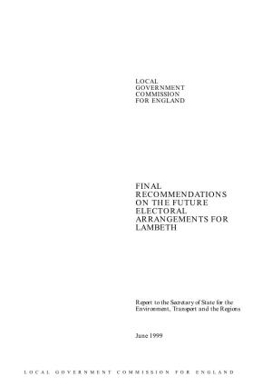 Final Recommendations on the Future Electoral Arrangements for Lambeth