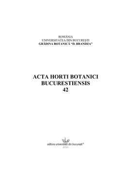 Acta Horti Botanici Bucurestiensis 42