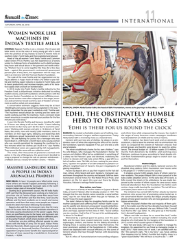 Edhi, the Obstinately Humble Hero to Pakistan's Masses