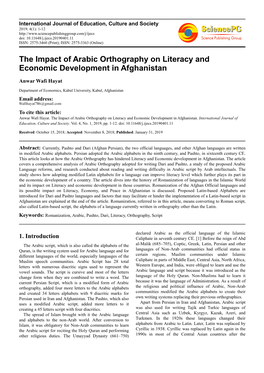 The Impact of Arabic Orthography on Literacy and Economic Development in Afghanistan