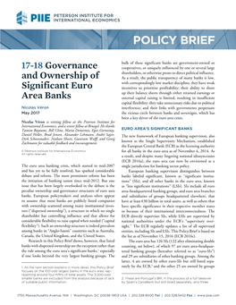 Policy Brief 17-18 Governance and Ownership of Significant Euro Area