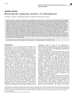 Brain-Specific Epigenetic Markers of Schizophrenia