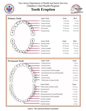 Tooth Eruption Chart