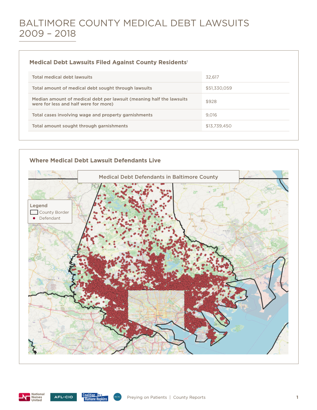 Baltimore County Medical Debt Lawsuits 2009 – 2018