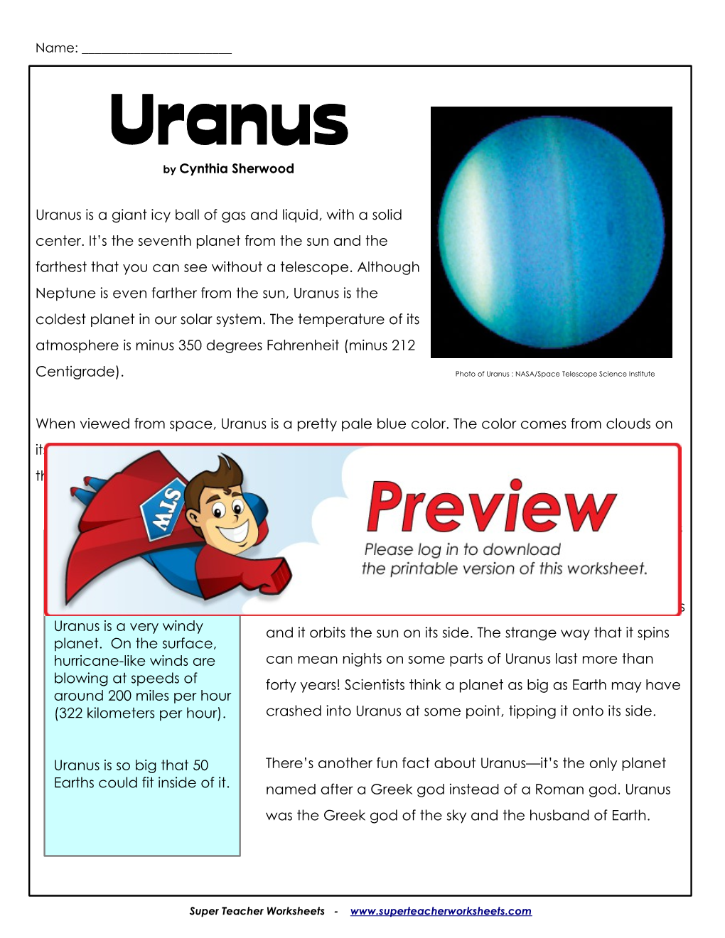 Uranus by Cynthia Sherwood