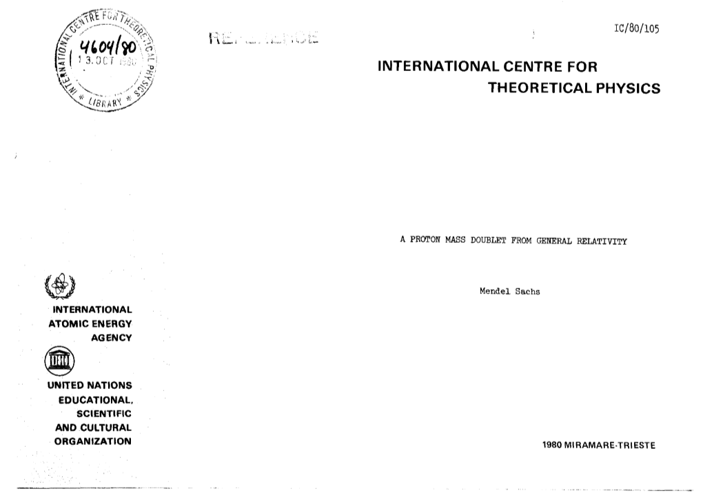 International Centre for Theoretical Physics