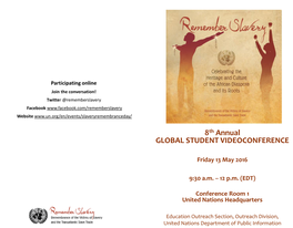 8Th Annual GLOBAL STUDENT VIDEOCONFERENCE