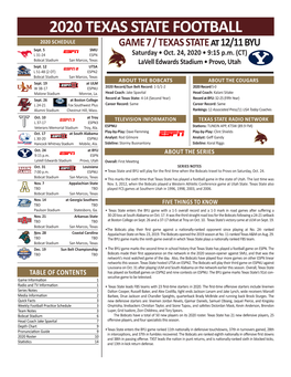 Texas State Game Notes
