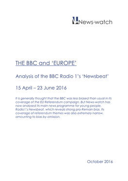 THE BBC and 'EUROPE'