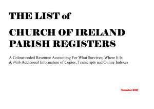 The List of Church of Ireland Parish Registers