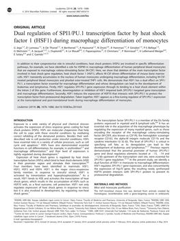 HSF1) During Macrophage Differentiation of Monocytes