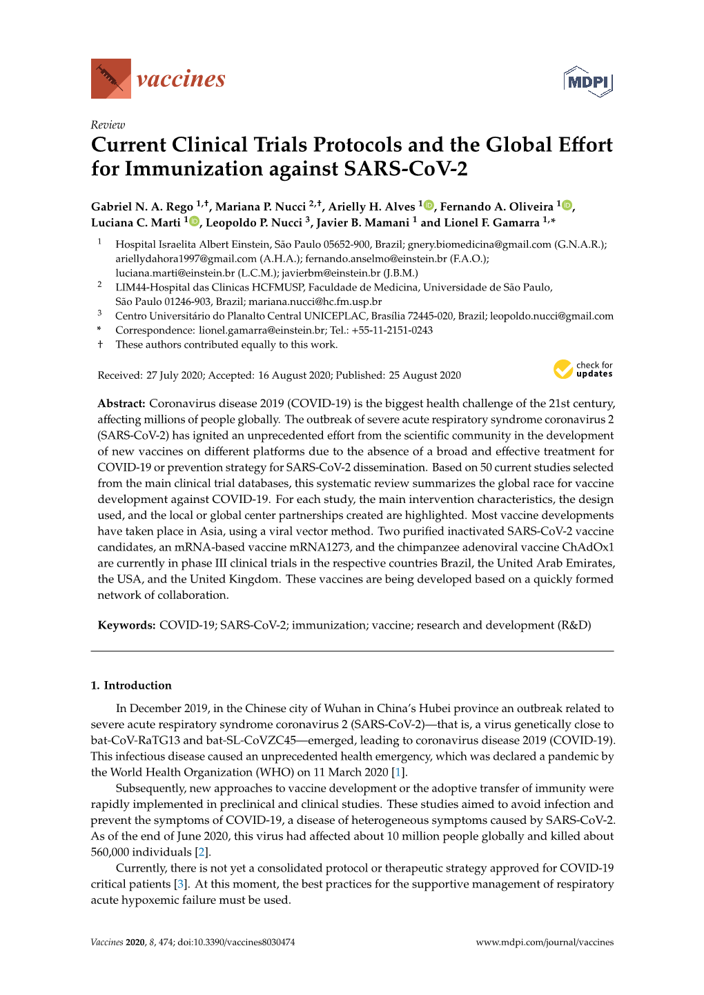 Current Clinical Trials Protocols and the Global Effort for Immunization