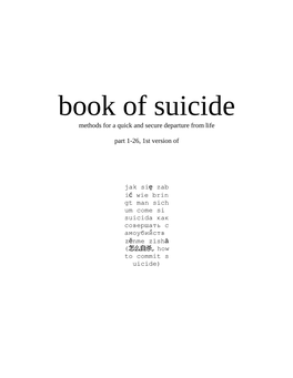 Book of Suicide Methods for a Quick and Secure Departure from Life